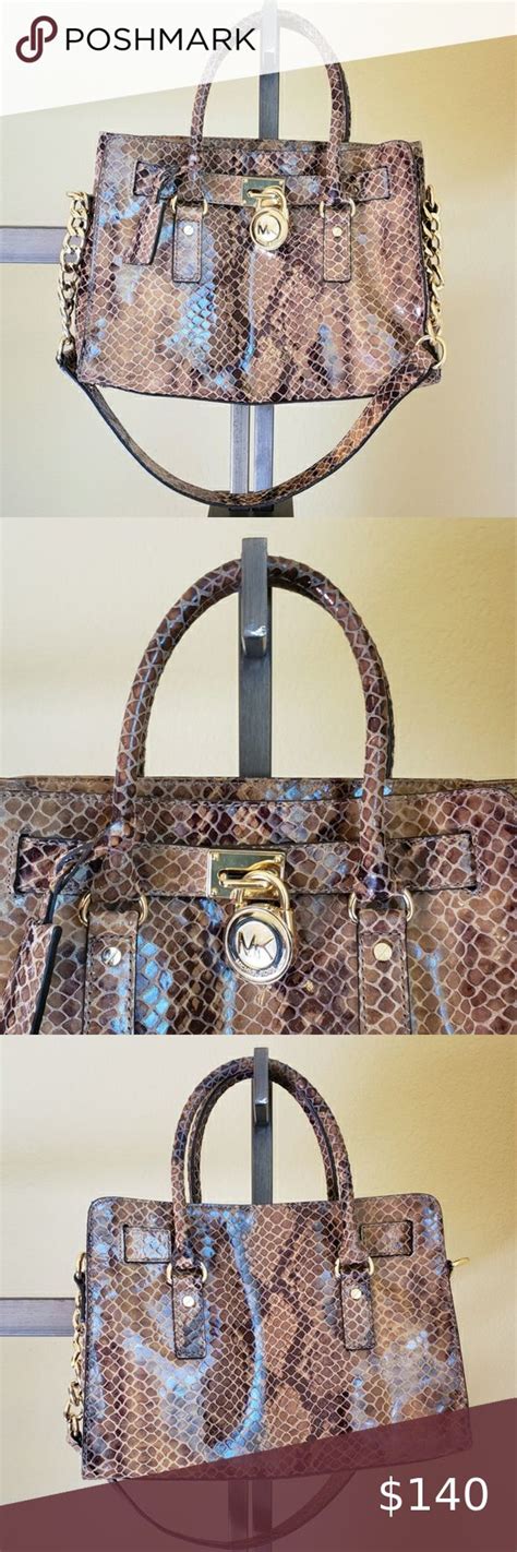 michael kors snakeskin satchel|Michael Kors hamilton.